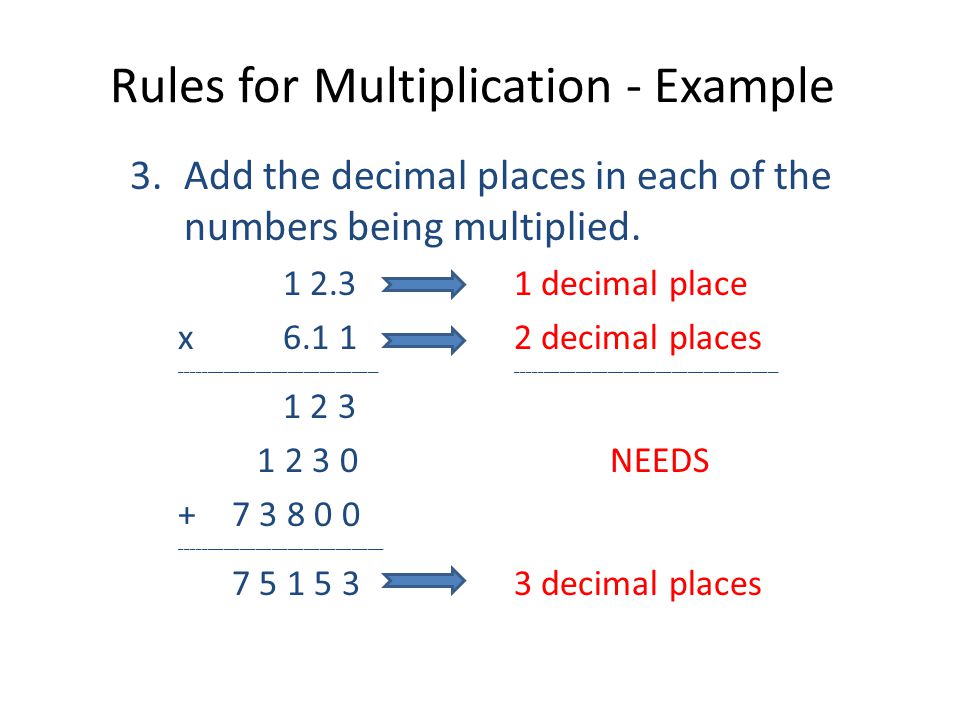 Rules for Multiplication - Example