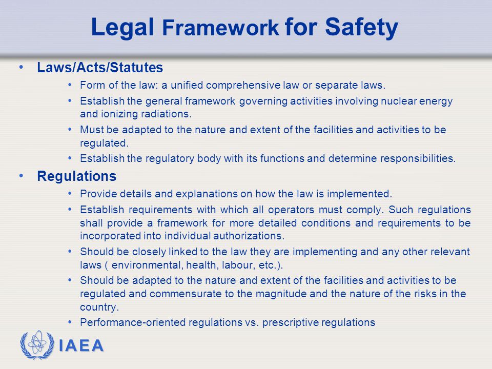 Legal Framework for Safety