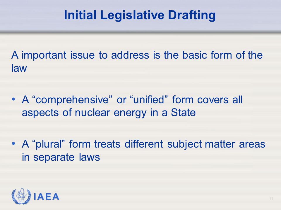 Initial Legislative Drafting