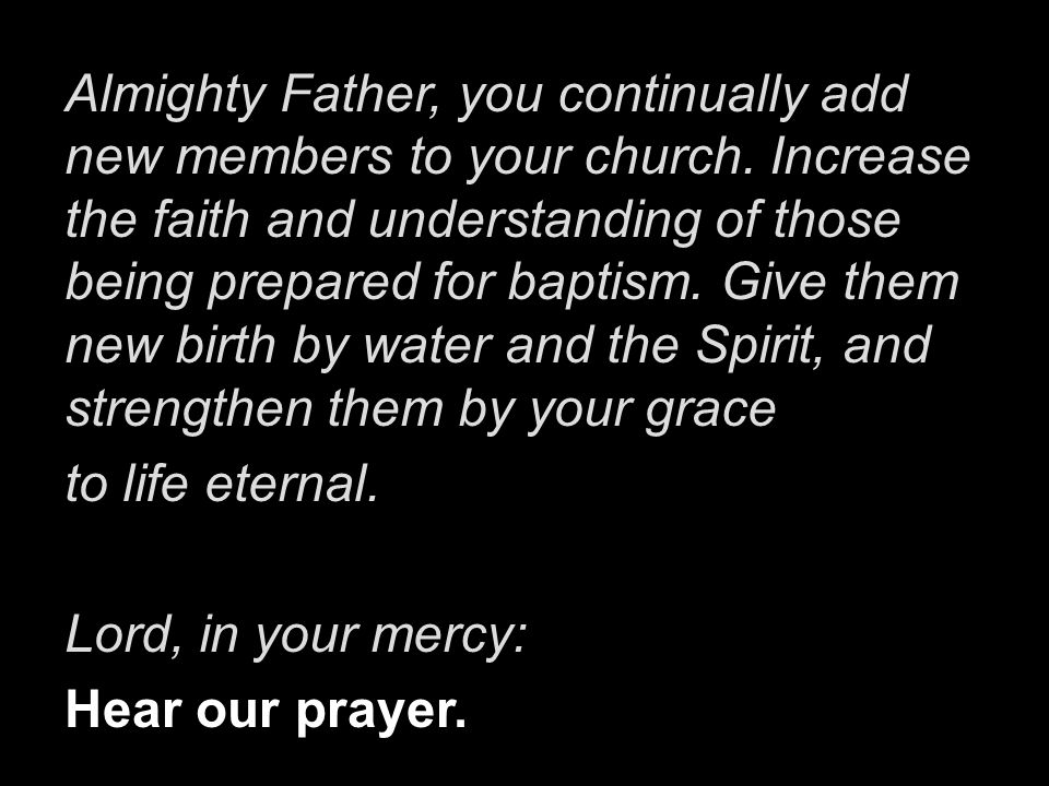 Almighty Father, you continually add new members to your church