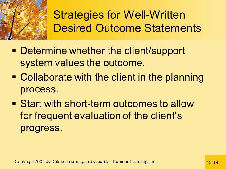 Strategies for Well-Written Desired Outcome Statements