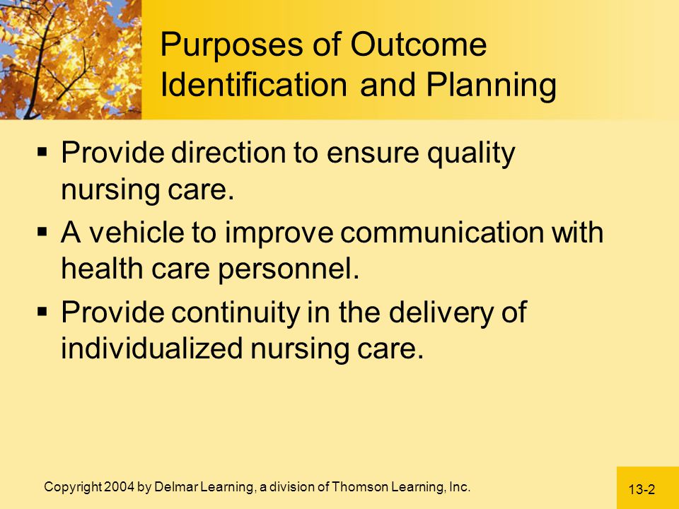 Purposes of Outcome Identification and Planning