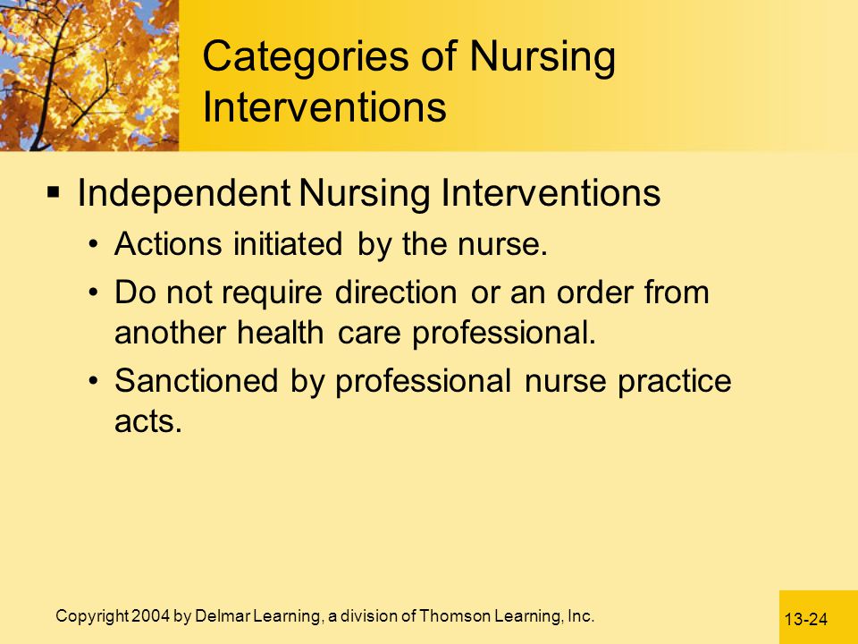 Categories of Nursing Interventions