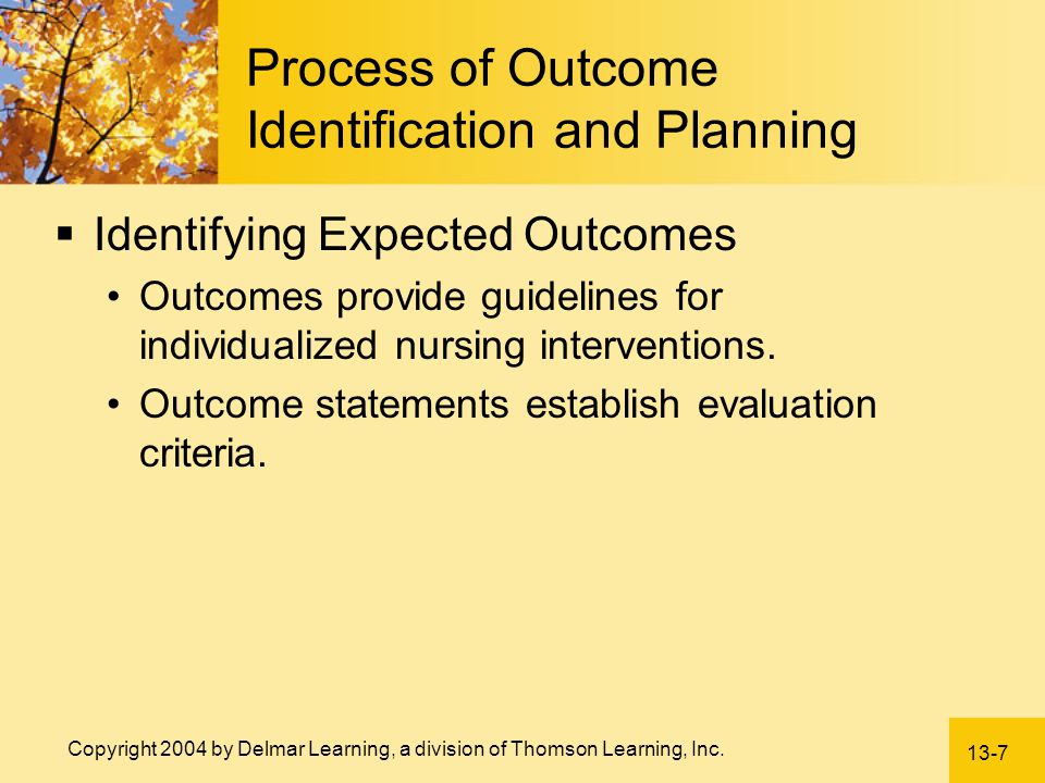 Process of Outcome Identification and Planning