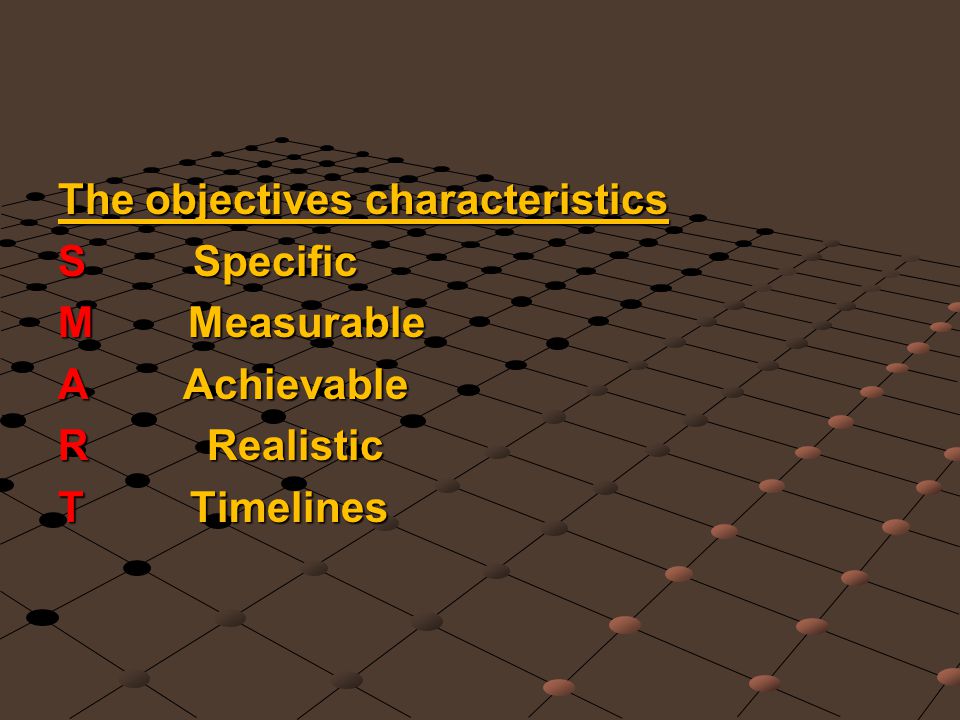 The objectives characteristics