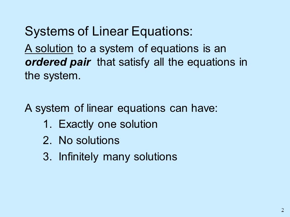 Systems of Linear Equations: