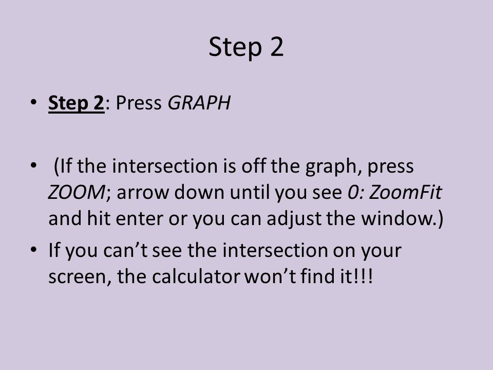 Step 2 Step 2: Press GRAPH.