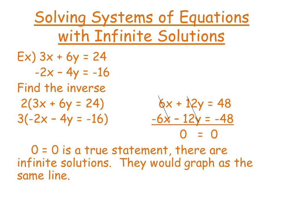 Solving Systems of Equations with Infinite Solutions