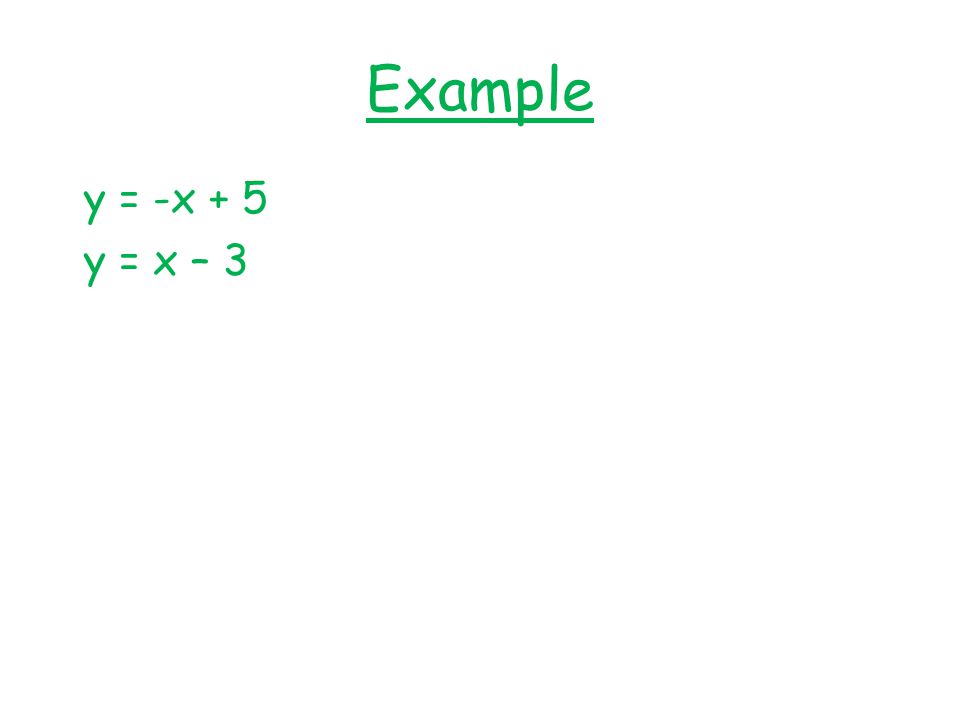 Example y = -x + 5 y = x – 3