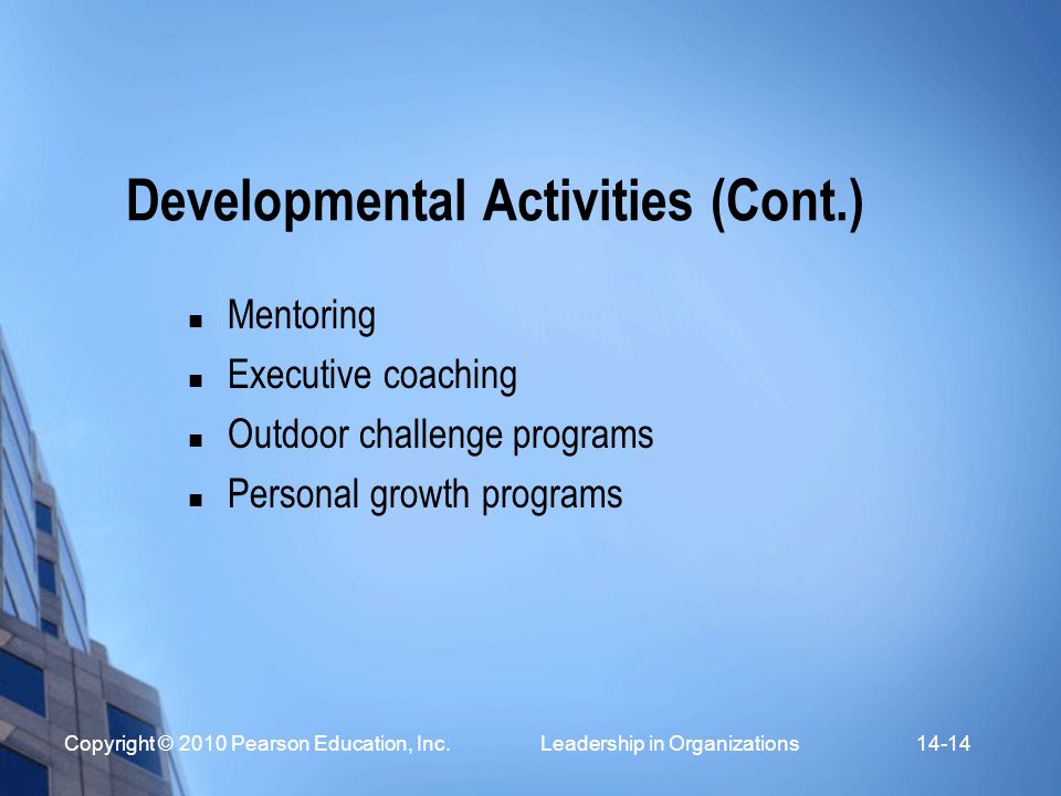 Developmental Activities (Cont.)