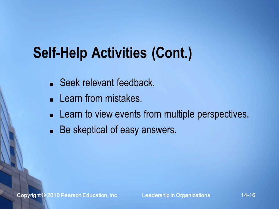 Self-Help Activities (Cont.)