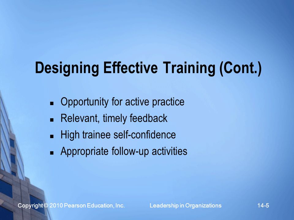 Designing Effective Training (Cont.)