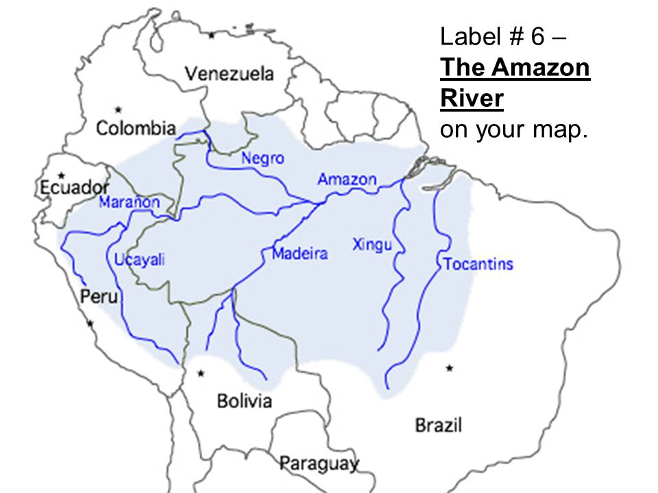 Labeled South America Map Amazon River