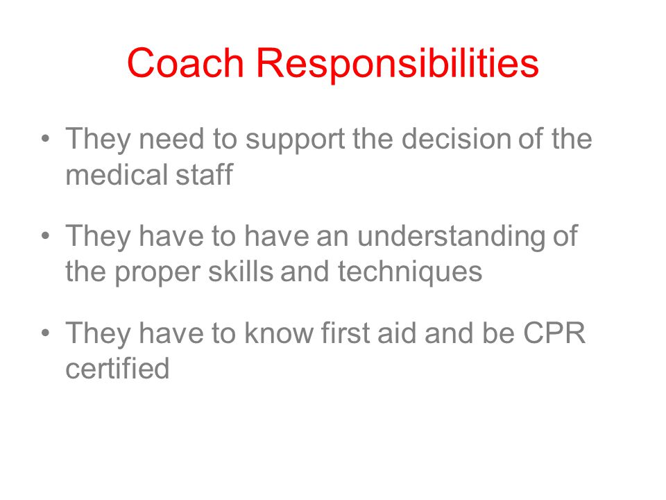 Coach Responsibilities