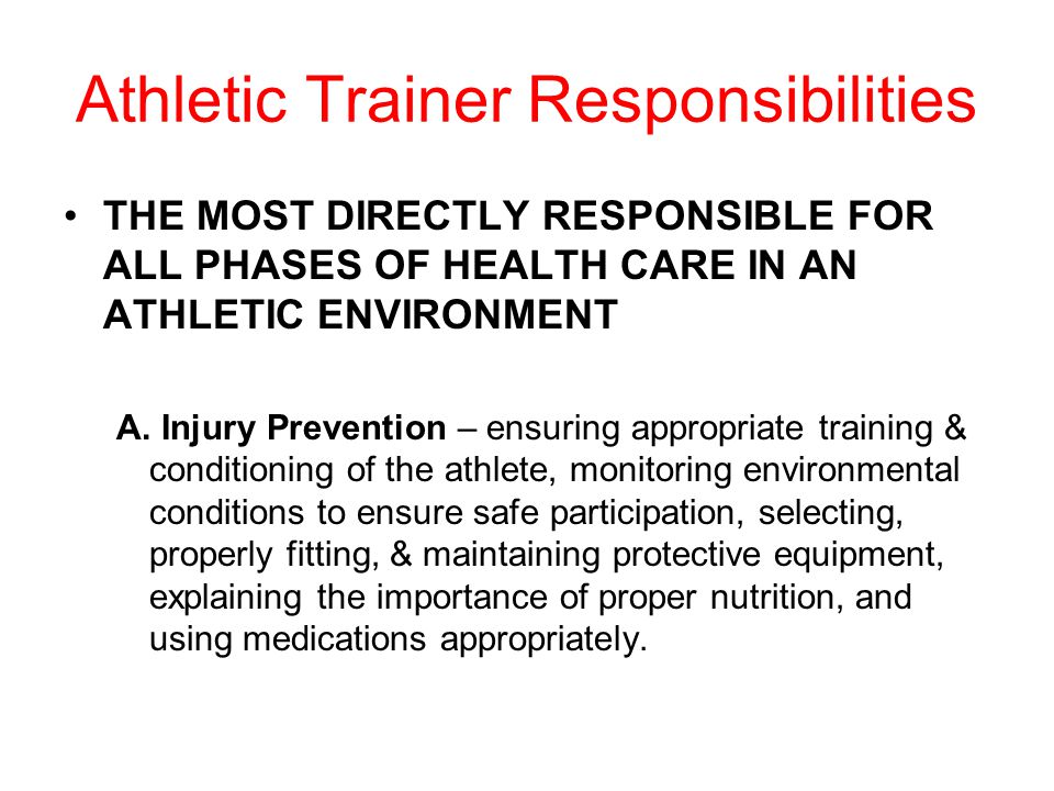Athletic Trainer Responsibilities
