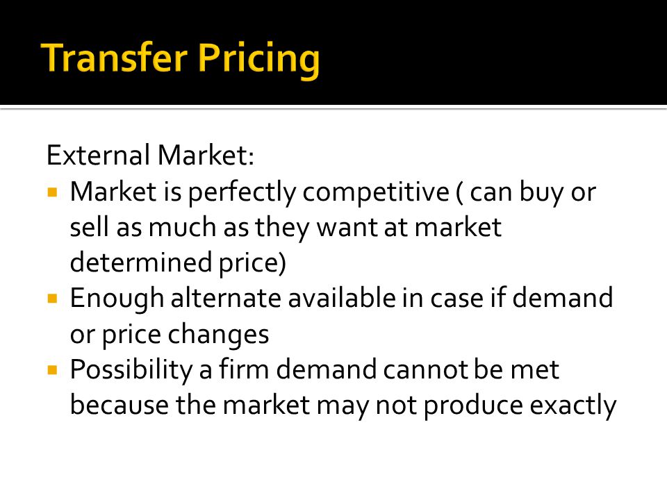 Transfer Pricing External Market:
