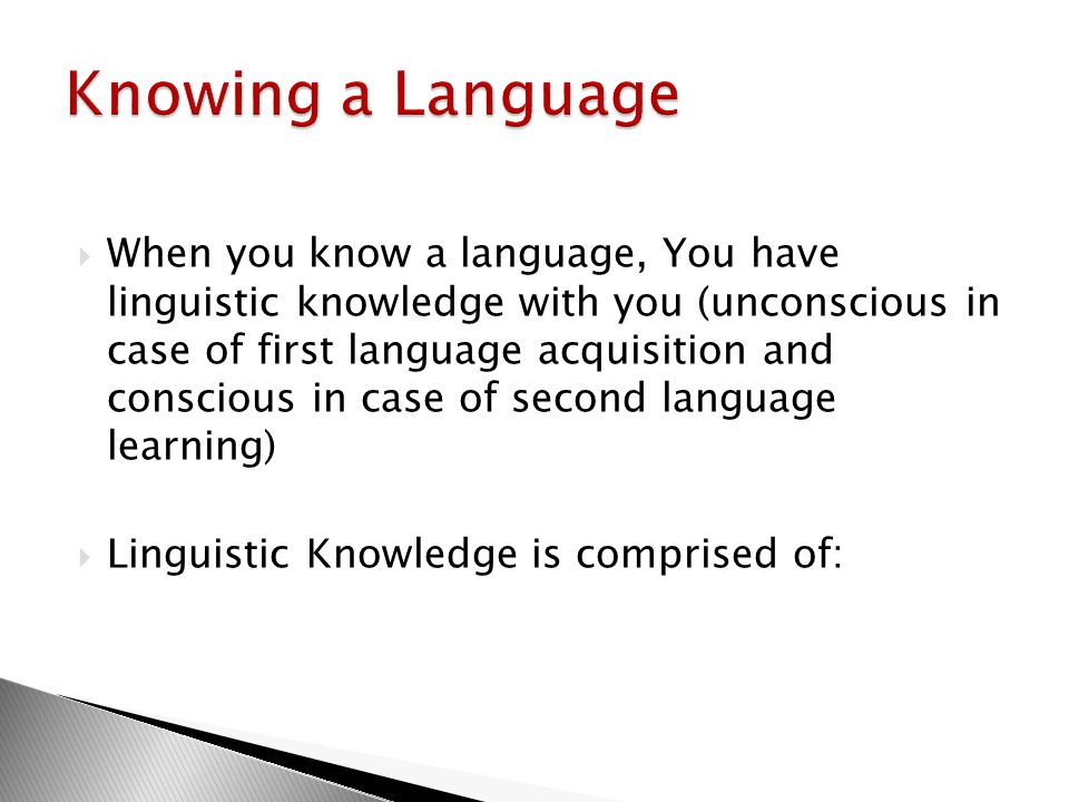 Knowing a Language