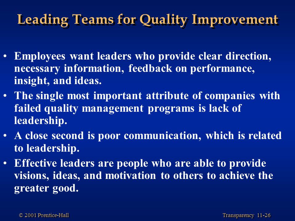 Leading Teams for Quality Improvement