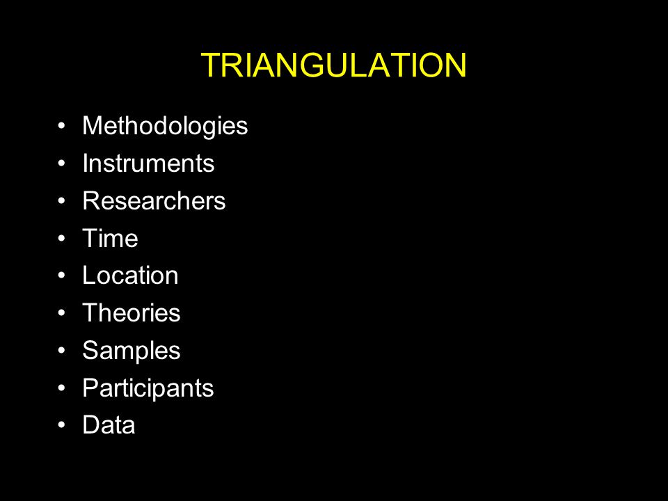 TRIANGULATION Methodologies Instruments Researchers Time Location