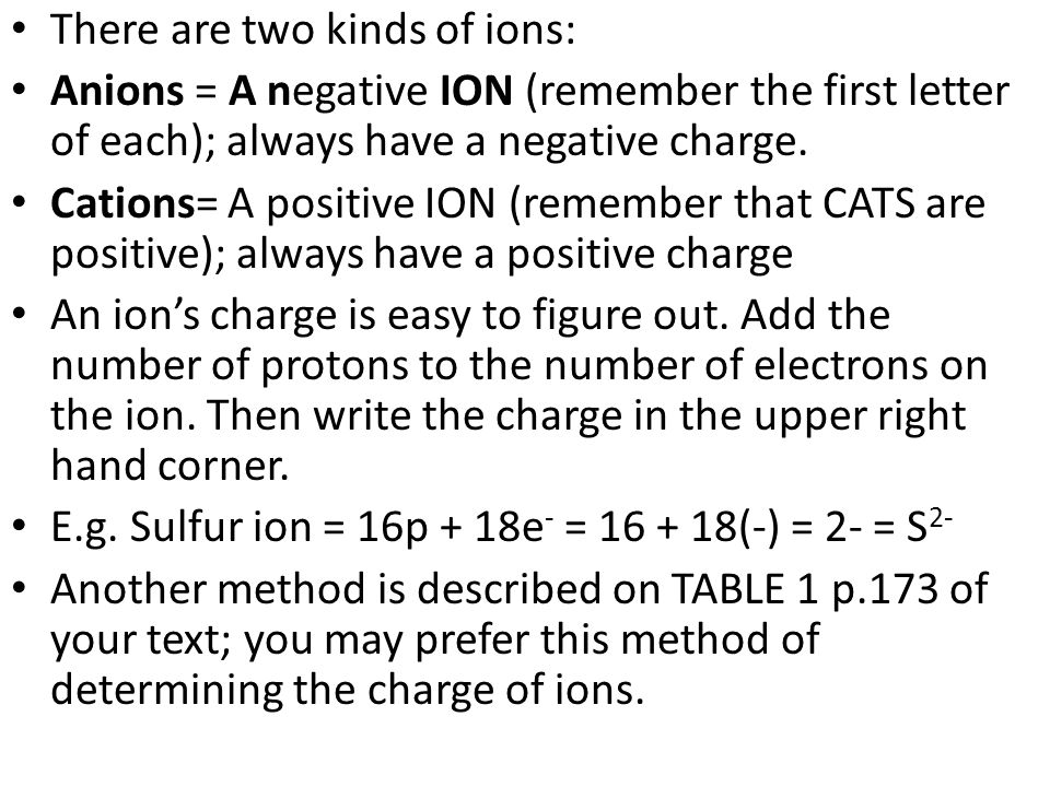 There are two kinds of ions: