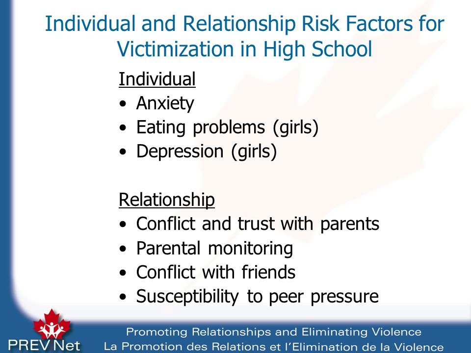 Individual and Relationship Risk Factors for Victimization in High School