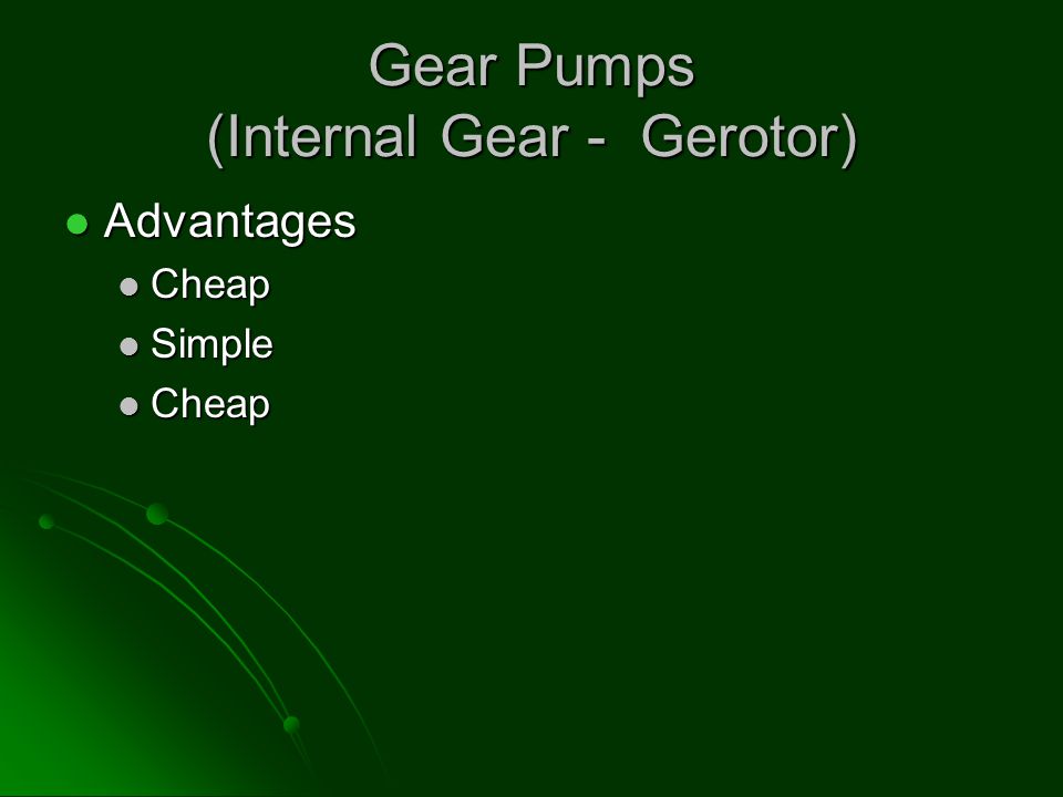 Gear Pumps (Internal Gear - Gerotor)