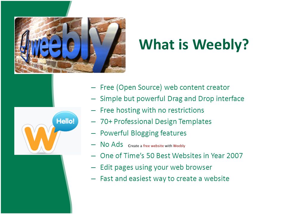 What is Weebly Free (Open Source) web content creator
