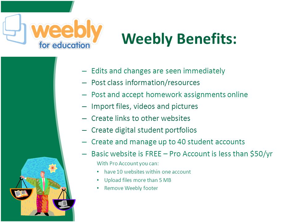 Weebly Benefits: Edits and changes are seen immediately