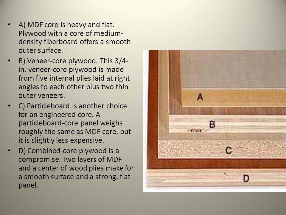 A) MDF core is heavy and flat