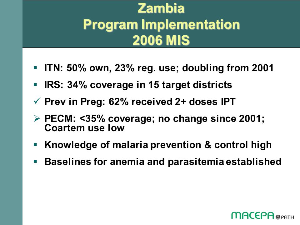 Zambia Program Implementation 2006 MIS