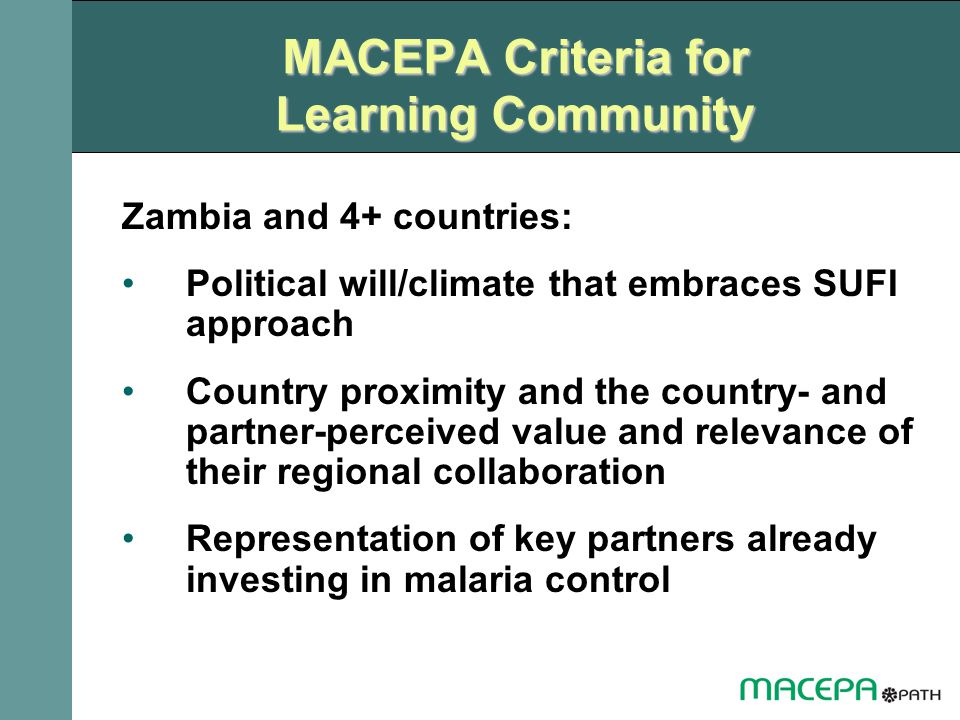 MACEPA Criteria for Learning Community