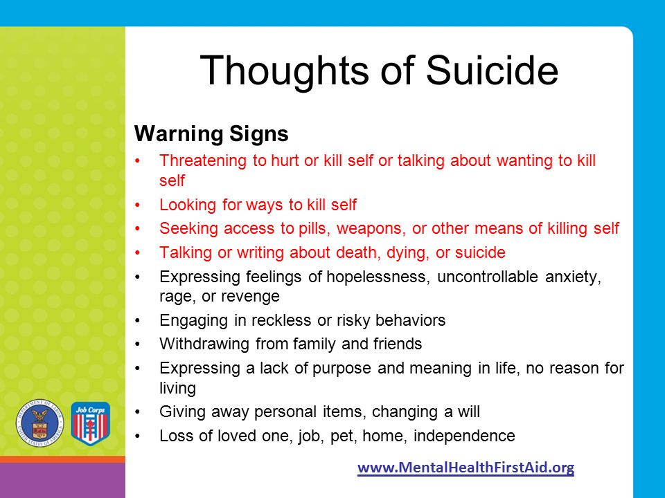 Thoughts of Suicide Warning Signs