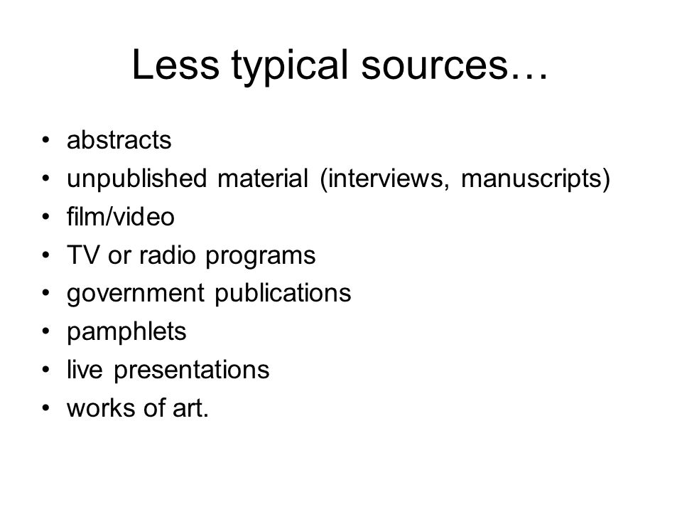 Less typical sources… abstracts
