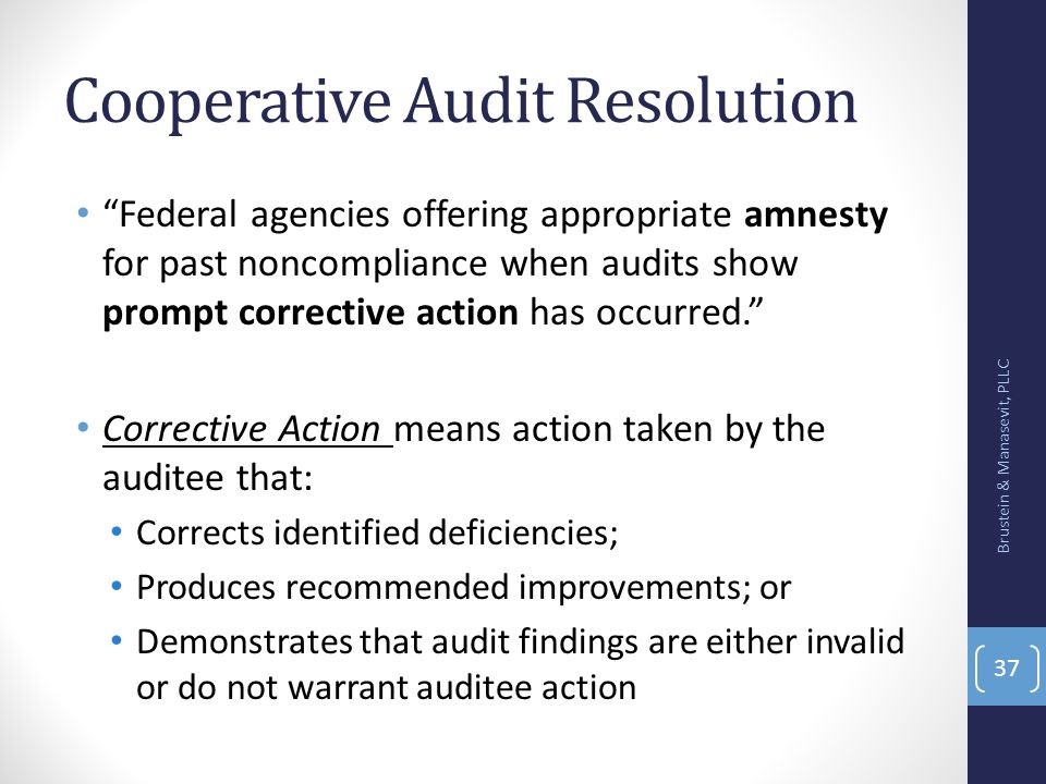 Cooperative Audit Resolution