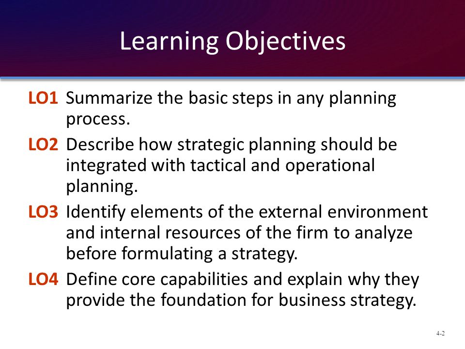 Learning Objectives LO1 Summarize the basic steps in any planning process.
