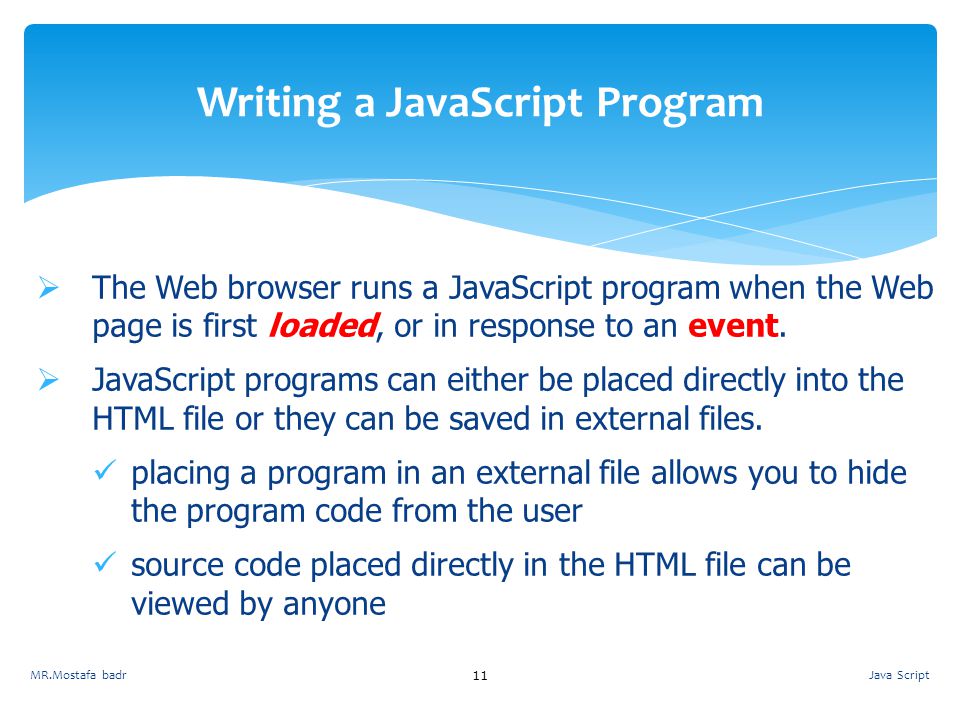 Writing a JavaScript Program
