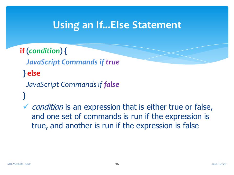 Using an If...Else Statement