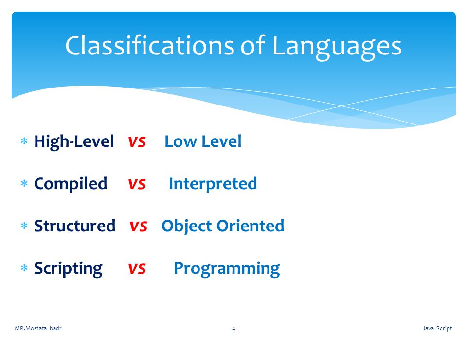 Classifications of Languages