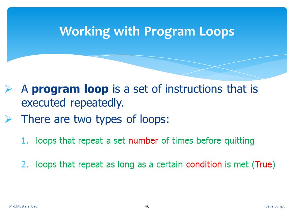 Working with Program Loops