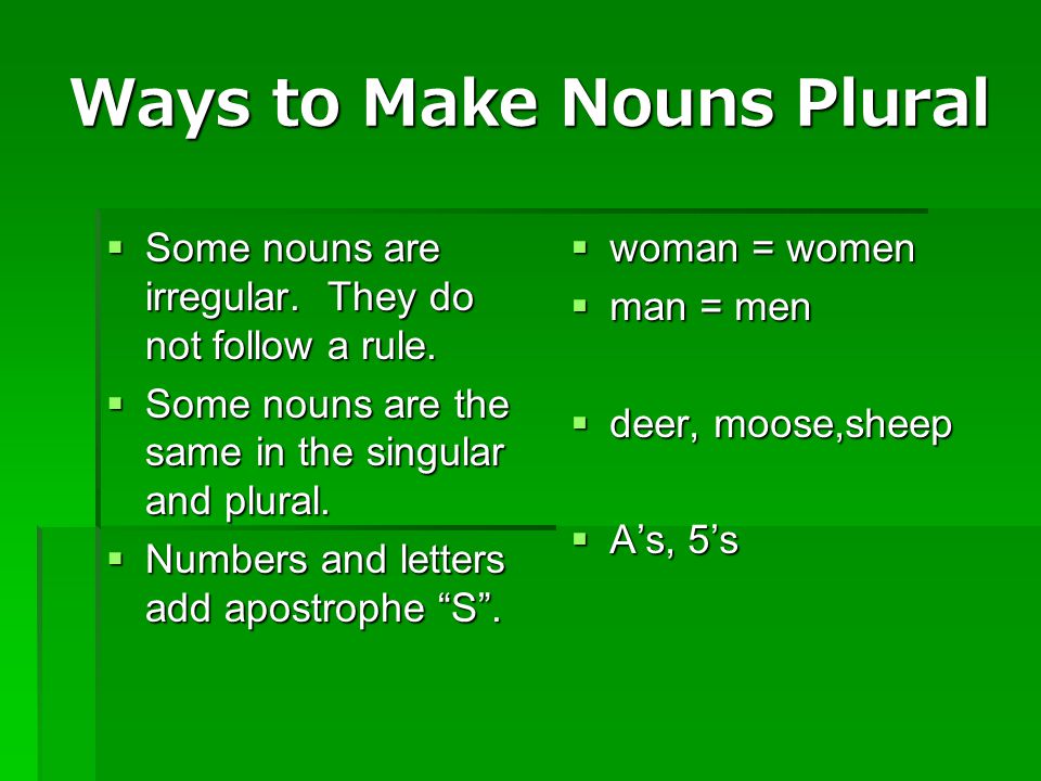 Ways to Make Nouns Plural