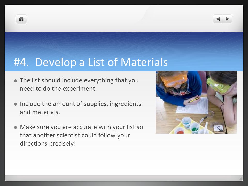 #4. Develop a List of Materials