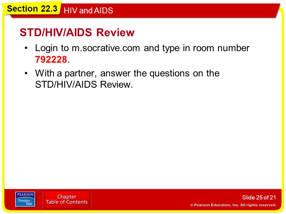 STD/HIV/AIDS Review Login to m.socrative.com and type in room number