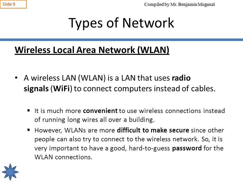 Types of Network Wireless Local Area Network (WLAN)