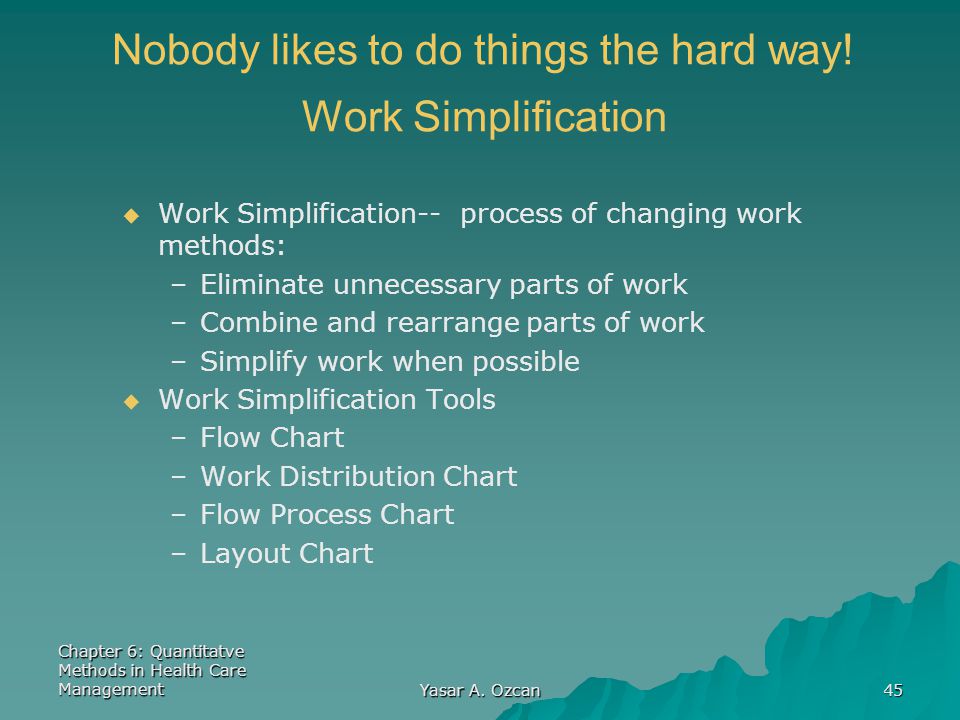 Work Simplification Chart