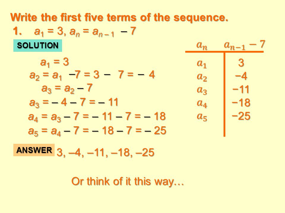 Write the first five terms of the sequence.