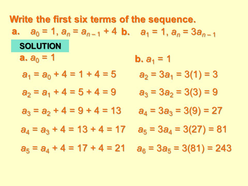 Write the first six terms of the sequence.