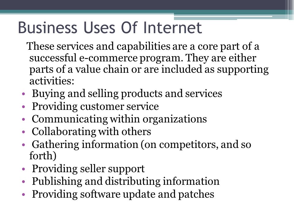Business Uses Of Internet