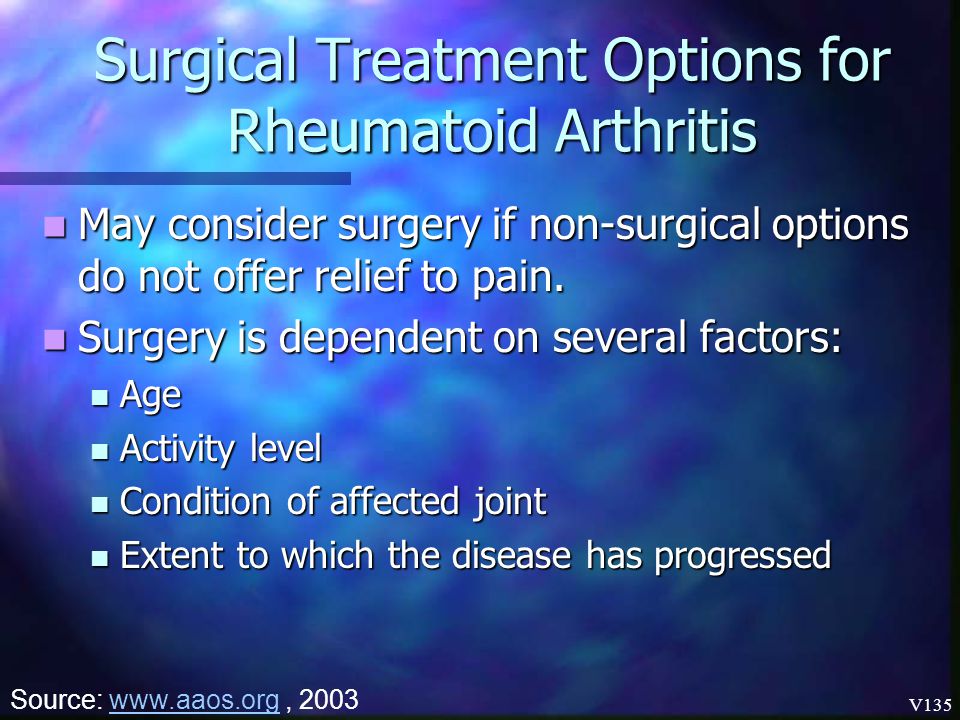 Surgical Treatment Options for Rheumatoid Arthritis