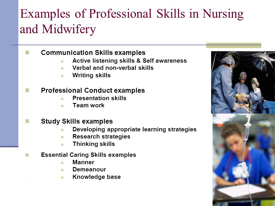 Examples of Professional Skills in Nursing and Midwifery