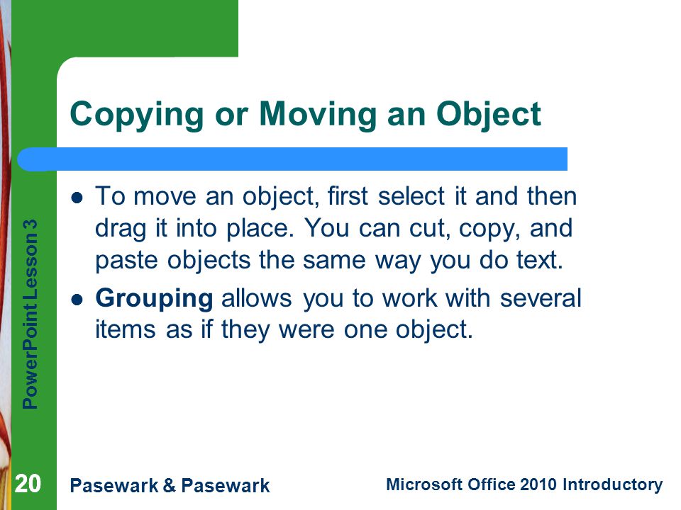 Copying or Moving an Object